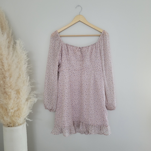 Floral chiffon mini dress - Dusty rose barbie size large - Picture 7 of 7